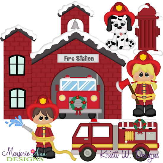 Winter Village~Fire Department SVG Cutting Files + Clipart - Click Image to Close